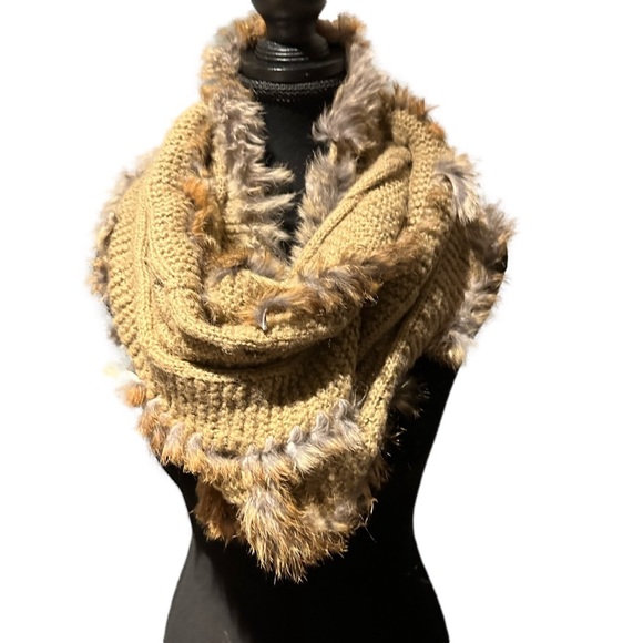 RUDSAK Accessories - Rudsak scarf beige with rabbit fur one size